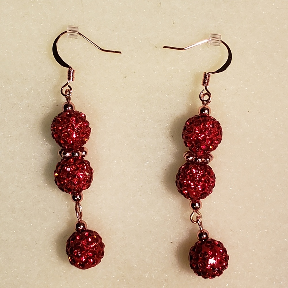 Hand made fashion sparkly earrings copper